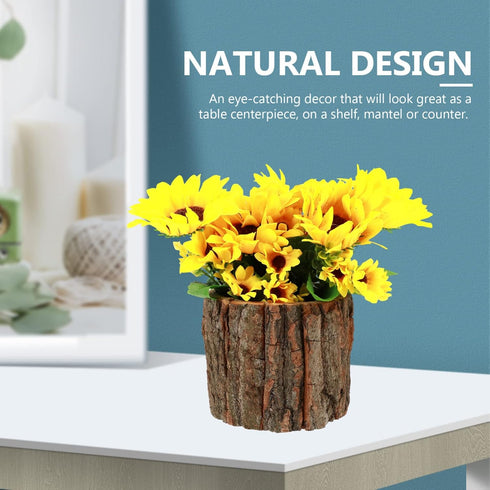Cabilock Wood Flower Container Bark Flower Pot Small Wooden Bucket Barrel Planters Rustic Flower Planters for Indoor Home Decor Small Plants Holde...