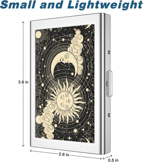 Rimilak Metal Credit Card Holder, Mini Credit Card Wallet RFID Blocking Slim Metal Hard Case for Women Men, Sun Moon...