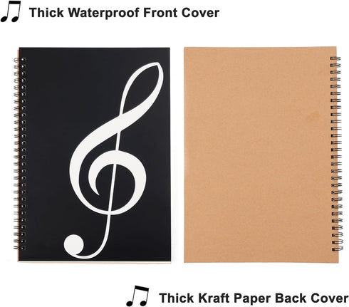 Blank Sheet Music Notebook, 160 Pages Composition Staff Paper Notebook, Manuscript Paper Notebook, 10 Staves (Music clef notebook)...