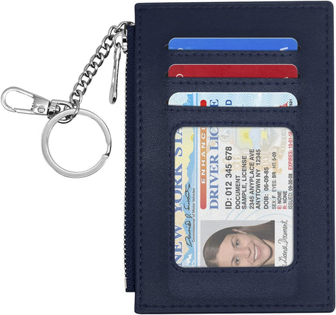 Padike Womens Slim Credit Card Holder Mini Front Pocket Wallet Coin Purse Keychain (Navy blue)…...
