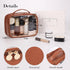 Pocmimut Makeup Bag,PU Leather Large Clear Makeup Bag Double Layer Travel Makeup Bag with Make Up Brush Bag Travel Essentials Organizers(Brown)...