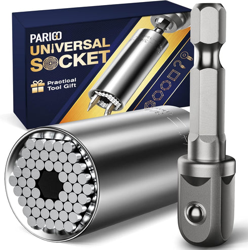 Universal Socket Tools Gifts for Men: Fathers Day Birthday Gift for Dad Husband Him Women 1/4"-3/4"(7-19mm) Super Socket Set Impact Power Drill Ad...