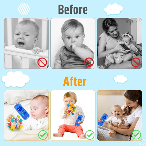 2PCS Teething Toy for Babies 0-6-12 Month Infant Teether Relief Toy for Baby 3-6-12-18 Month Montessori Development TV Remotes Sensory Toy for New...
