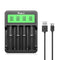 POWXS Universal Lithium 18650 Battery Charger for 3.7V Li-ion 18650 26650 18490 17670 17500 22650 21700 20700 18350 16340 RCR123A 14500, AA AAA & ...