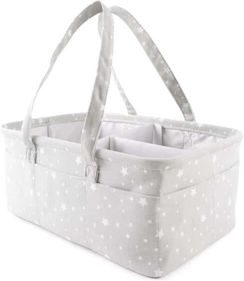 Zsedrut Cotton Baby Diaper Caddy Organizer Canvas Portable Organizer for Changing Table,Car Diaper Caddy (Small Star Gary)...