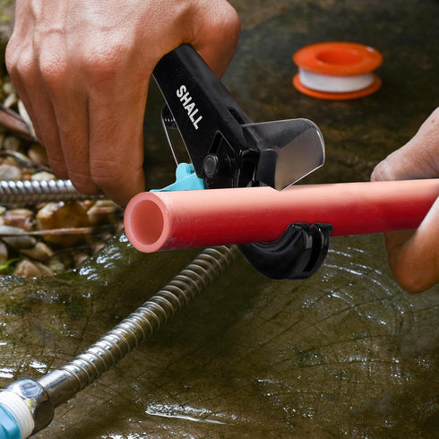 SHALL PEX Pipe Cutter, Cuts up to 1-3/8’’, Fast Tubing Cutter for PEX, Plastic Hoses, PVC, CPVC, PP-R, PE (Thin), etc., Aluminum Alloy Pipe Cuttin...