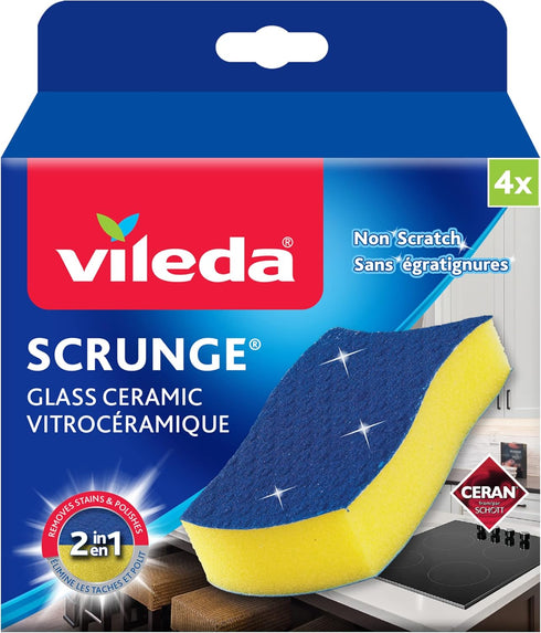 Vileda Scrunge Glass Ceramic Stovetop No-Scratch Scrub Sponge (Pack of 4)...