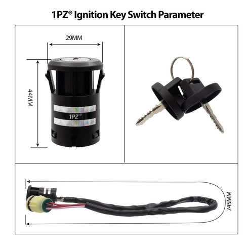 1PZ H4T-K01 Ignition Key Switch fit for Honda ATV TRX350 TRX420 TRX450 Foreman TRX350FM 4x4 2000-2006 Rancher 350 400 420 Waterproof 35100-HR6-A61...