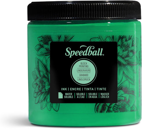 Speedball 3804 Water Soluble Block Printing Ink – Bold Color With Satin Finish Ap Non-toxic 8 Fl. Oz., Green...