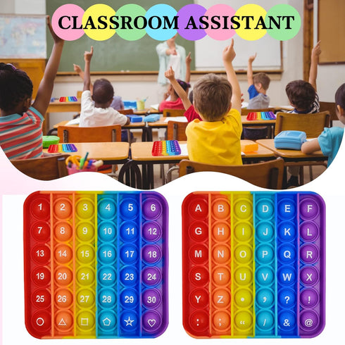 2 in 1 Fidget Toys, ABC Learning and Educational Toys, Poppers Fidget Toys,AK-SHIP Stress Relief, Autism Sensory Toys [26 Letters on One Side | Nu...