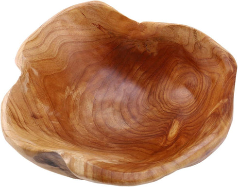 Wood Salad Bowl, Decorative Wood Fruit Bowl, Handmade Natural Wooden Bowl, Irregular Serving Bowl for Fruits, Salads, Candy and Snack (8" - 10" di...