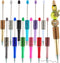 12Pcs Diamond Beadable Pens Bulk Colorful Beaded Pens Plastic Black Ink Bead Pens Ballpoint Pens Pen Making Kit DIY Pens...