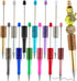 12Pcs Diamond Beadable Pens Bulk Colorful Beaded Pens Plastic Black Ink Bead Pens Ballpoint Pens Pen Making Kit DIY Pens...