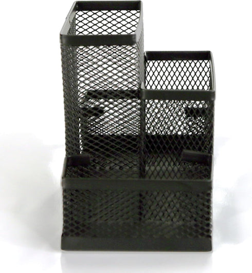Huron Pen Holder and Desk Organizer, 4 Compartment Black Steel Mesh...