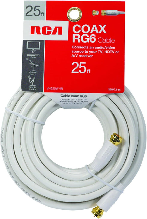 RCA VH625WHR RG6 Coaxial Cable (25ft; White)...