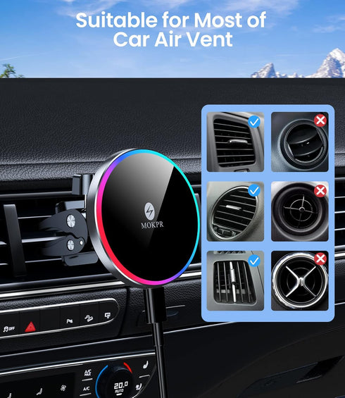 MOKPR Universal Air Vent Clip for Wireless Car Charger & Car Mount, Ultra Strong Anti-Shake Vent Grip for Most Car Phone Mount Holders with Joint ...
