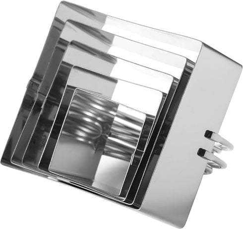 Square Biscuit Cutter with Handle (5 Pieces/Set) - Nest for Easy Storage Stainless Steel Square Cookie Cutter...