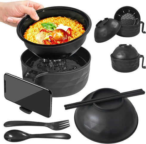 Ramen Bowl Set?Microwave Ramen Cooker Instant Noodles Bowl with Chopsticks Spoon Phone Holder,Rapid Ramen Noodle Bowl for College Dorm Room Essent...