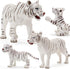Gemini&Genius White Tiger Family Set Realistic Animal Figurines with Cub, Safari Animals Family Playset Figures, Educational Wildlife World Models...