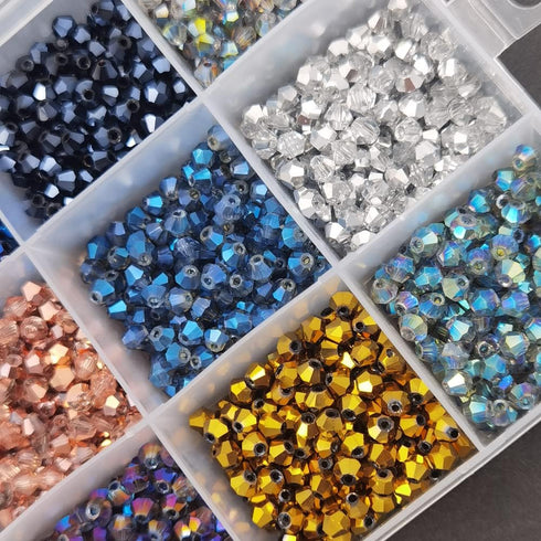 INSPIRELLE Approx 2400pcs 4mm Electroplated Multicolor Bicone Beads for Jewelry Bracelet Making Bulk Faceted Crystal Glass Briolette Beads...