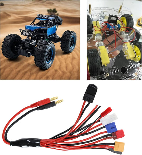 8 in 1 Charger Adapter Connector Splitter Cable RC Battery Multi Charger to 4.0mm Banana Plug for TRX DIY Bare Wire JST T Plug XT60 EC3 FUTABA TA-...