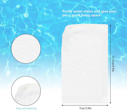Aquarium Filter Media Bags Fish Tank Media Mesh Filter Bags White Fine Mesh Filter Bags Reusable Bags with Zipper for Activated Carbon Resins Filt...