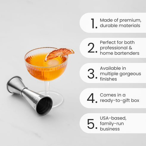 A Bar Above Premium Japanese Jigger 8 Precise Measurement Markings, Heavy Duty 304 Stainless Steel Double Cocktail Jigger for Professional Bartend...