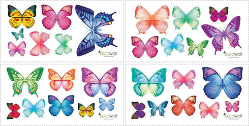 DECOWALL DS9-1302 30 Vibrant Butterflies Kids Wall Stickers Wall Decals Peel and Stick Removable Wall Stickers for Kids Nursery Bedroom Living Roo...