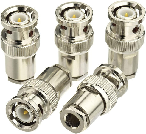 Eightwood BNC Male Plug Solder Clamp Connector 10-Pack Compatible with RG58 RG142 LMR195 Coax Cable...