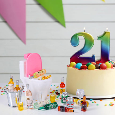 71 Pcs Miniature Ice Cubes Beer Bottles and Mini Drink Soda Pop Cans House Accessories for Fairy Garden Pub Bar Cake Decoration 1/12 Doll House Ba...