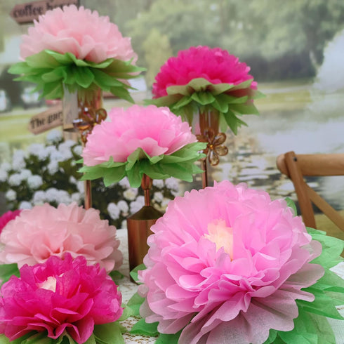 Pink Paper Flower Wedding Centerpiece Birthday Party Backdrop Nursery Room Wall Home Decoration Pack of 9...