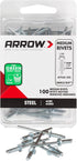 Arrow Fastener RMS1/8IP Medium Steel 1/8-Inch Pop Rivets for Metal, Fabric, Leather, and Auto Repair, 100-Pack, 1/8 Inch, 100...