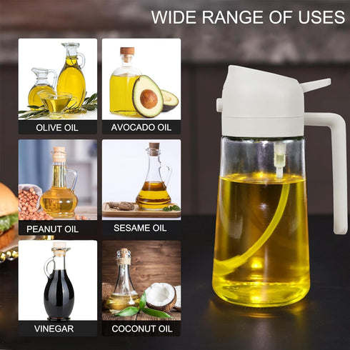 2 in 1 Oil Dispenser and Oil Sprayer, Oil Sprayer for Cooking 2024 Upgrade 16oz/470ml Oil Dispenser and Oil Sprayer Bottle, Oil Dispenser for Kitc...