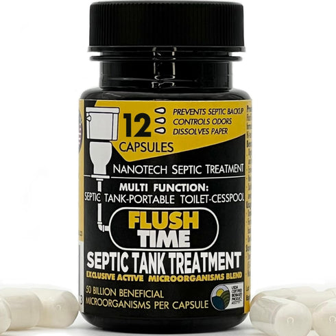 Flushable Septic Tank Treatment Capsules | 1 Year Supply - 12 Capsules | Eco-Friendly Nano-Tech Formula for Homes, RVs, Boats | Prevent Backups & ...