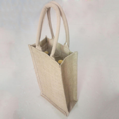 1Pack Jute Burlap 2 Bottle Wine Gift Tote Bags with Soft Cotton Handles Reusable for Wedding, Parties,Birthdays...