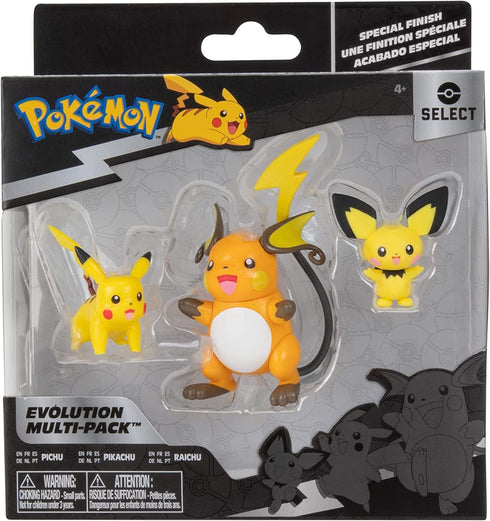 Pokémon Select Evolution 3 Pack - Features 2-Inch Pichu and Pikachu and 3-Inch Raichu Battle Figures...
