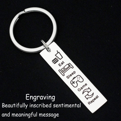 Kivosiiviz Gamer Keychain Eat Sleep Game Repeat Gifts for Teen Gammers Keychain...