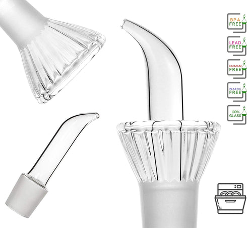 HAIZEEN 13 ounce/380 ml Olive Oil and Vinegar Dispenser Glass Cruet Decanter for Kitchen,Lab glassware seal handicraft Keeps Oil Fresh Longer,Soap...