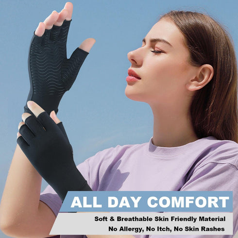 2 Pairs Copper Arthritis Compression Gloves for Rheumatoid, Osteoarthritis, Carpal Tunnel Pain Relief, Compression Hand Gloves for Women & Men,Ant...