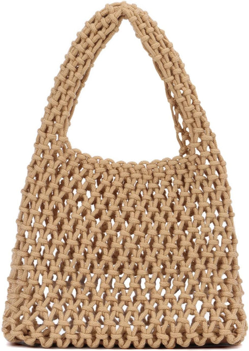 Freie Liebe Small Crochet Tote Bag for Women Summer Mesh Woven Handbags Beach Hobo Bag...
