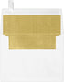 LUXPaper A2 Foil Lined Invitation Envelopes | Peel & Press | 4 3/8" x 5 3/4" | White w/Gold LUX Lining | 70lb. Text | 50 Qty...