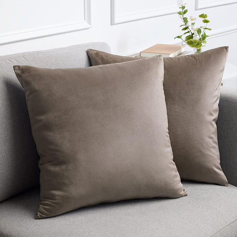 lalaLOOM Velvet Throw Pillow Covers, Set of 2, 18x18 Decorative Square Pillows Home Decor, Soft Accent Cases, Silky Machine Washable Pillowcases f...