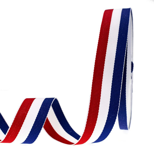 ATRBB 24 Yards 1 Inch Red/White/Blue Stripe Grosgrain Ribbon Double Face Polyester Colorful Ribbon for Crafts DIY Gift Package Wrapping...