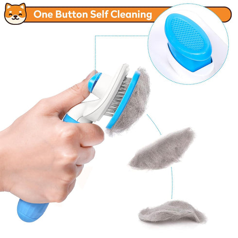 Dog & Cat Brush, Self Cleaning Slicker Brush for Pets, Upgraded Dog Brush for Shedding Massaging and Grooming, Removes Loose Undercoat & Portable ...