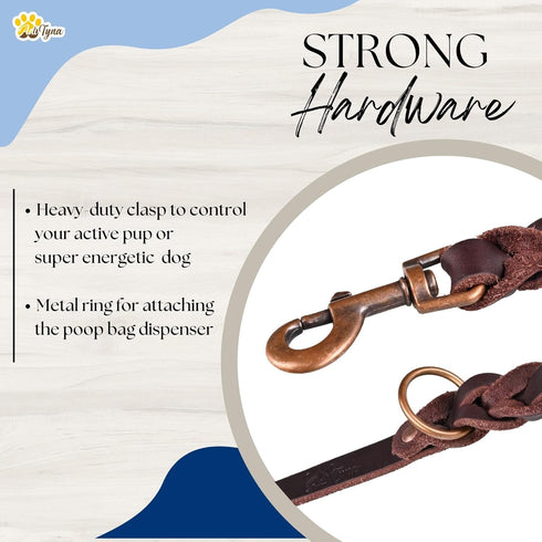 Heavy-Duty Leather Dog Leash 5.6 ft - Soft & Strong Training Dog Leashes for Small, and Medium (Brown, 5.6 ft x 5/8")...