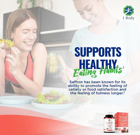 1 Body Saffron Extract 8825 – Antioxidant & Mood Support Saffron Supplement – 88.5 mg of Pure Safranal per Vegetarian Capsule...