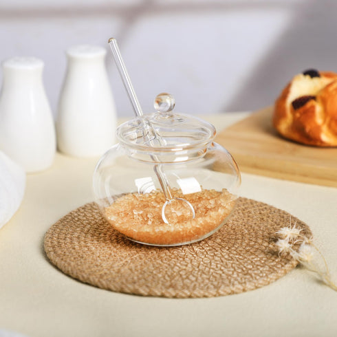 123Arts Clear Glass Sugar Bowl With Lid and Sugar Serving Spoon,8 ounces...