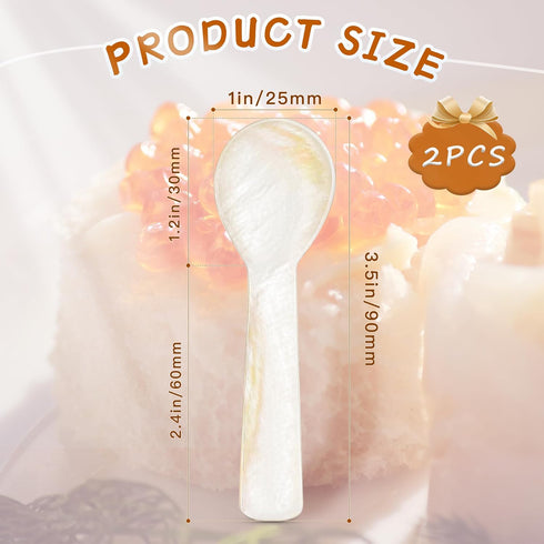 Caviar Spoons Shell Spoon, Hand Craft Mother ofPearl Caviar Spoons with Storage Box, Tiny Spoon WRound Handle for Caviar, Egg, lce Cream, Coffee,R...