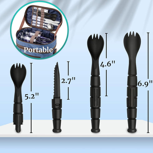 Tactical Spork, Tactical Spork Cutter Combo, 3 in 1 Tactical Camping Utensils, Camping Gear & Camping Flatware with Hidden Cutter, 1 Pack, Black...
