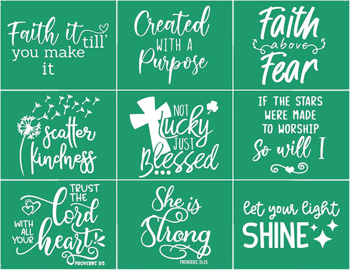 Christian Stencil Reusable Silk Screen Stencils Religious Bible Sign Motivational Saying Faith Adhesive Chalk Stencil Transfers for Crafts on T-Sh...